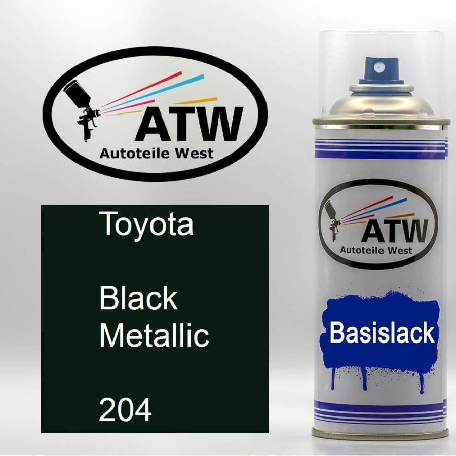 Toyota, Black Metallic, 204: 400ml Sprühdose, von ATW Autoteile West.